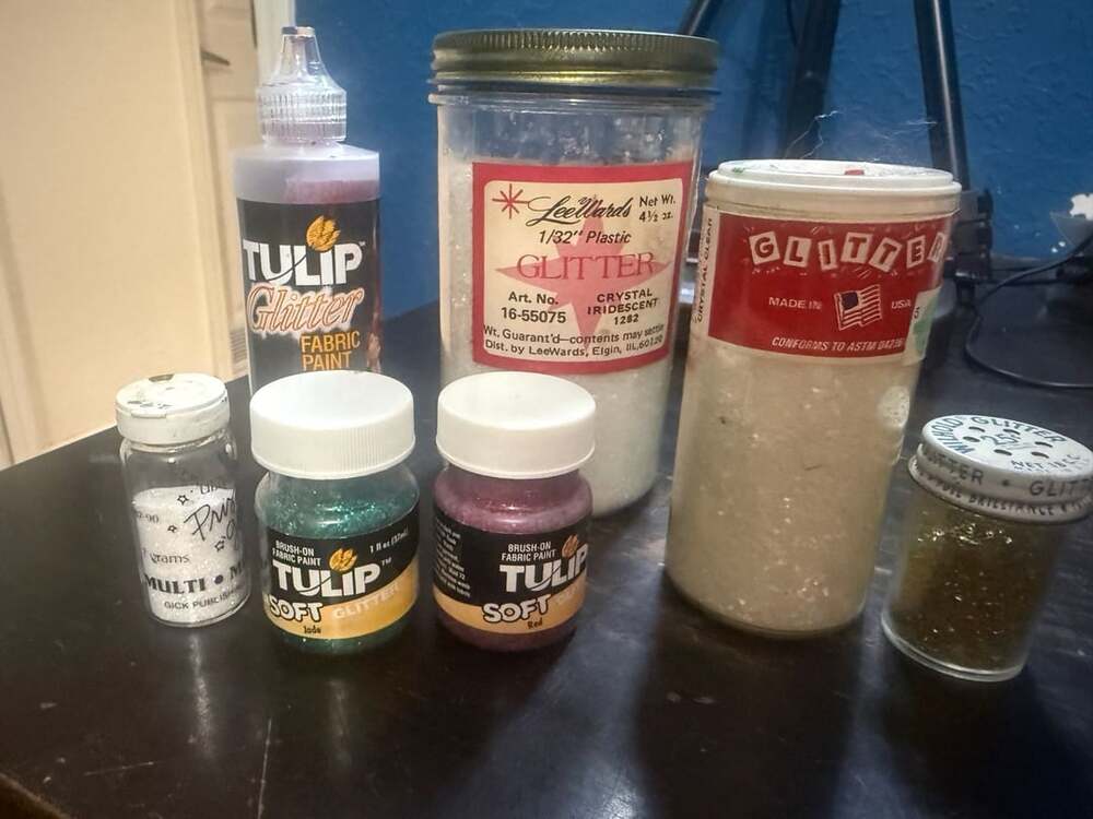 Lot of Vintage Craft Glitters and Tulip Fabric Paints